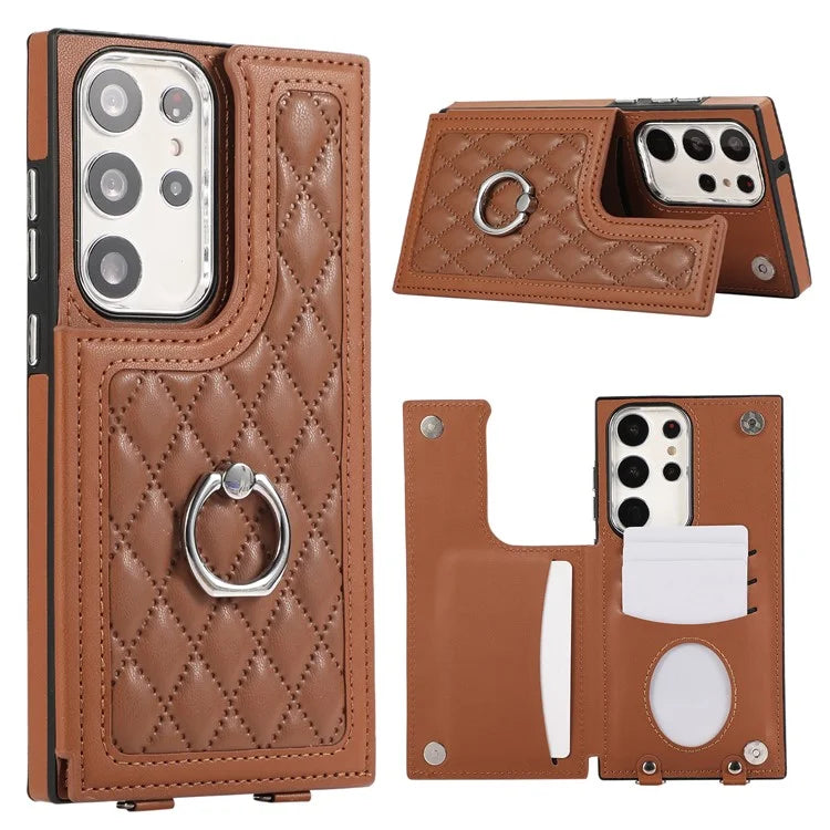 For Samsung Galaxy S24 Ultra Cell Phone Back Cover Pattern Printing Leather Stand