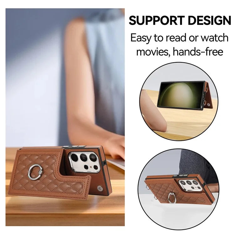 For Samsung Galaxy S24 Ultra Cell Phone Back Cover Pattern Printing Leather Stand