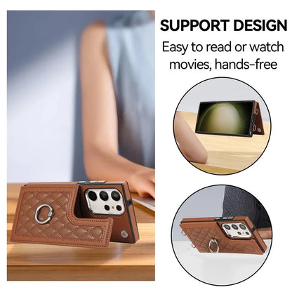 For Samsung Galaxy S24 Ultra Cell Phone Back Cover Pattern Printing Leather Stand