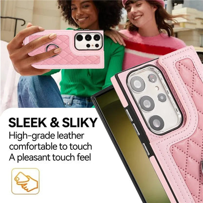 For Samsung Galaxy S24 Ultra Cell Phone Back Cover Pattern Printing Leather Stand