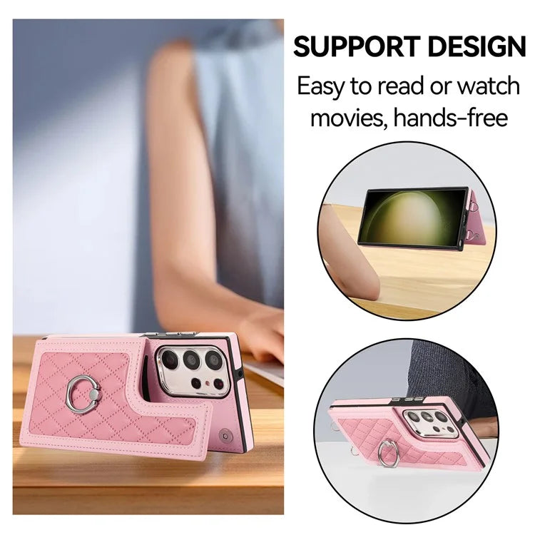 For Samsung Galaxy S24 Ultra Cell Phone Back Cover Pattern Printing Leather Stand