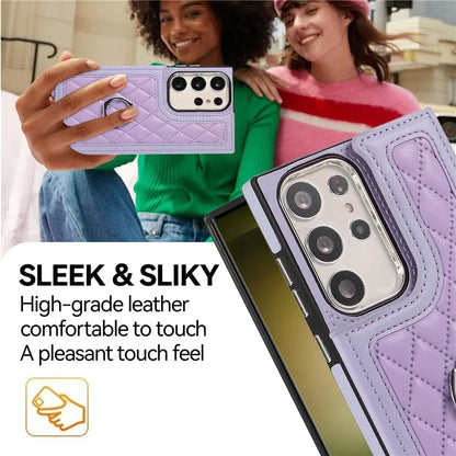 For Samsung Galaxy S24 Ultra Cell Phone Back Cover Pattern Printing Leather Stand