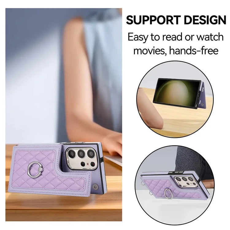 For Samsung Galaxy S24 Ultra Cell Phone Back Cover Pattern Printing Leather Stand