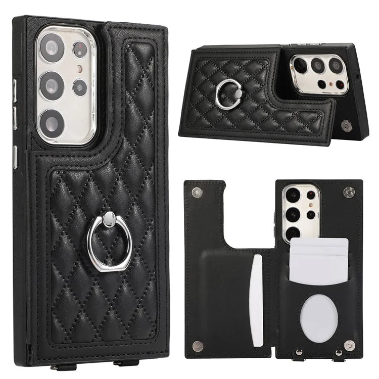 For Samsung Galaxy S24 Ultra Cell Phone Back Cover Pattern Printing Leather Stand