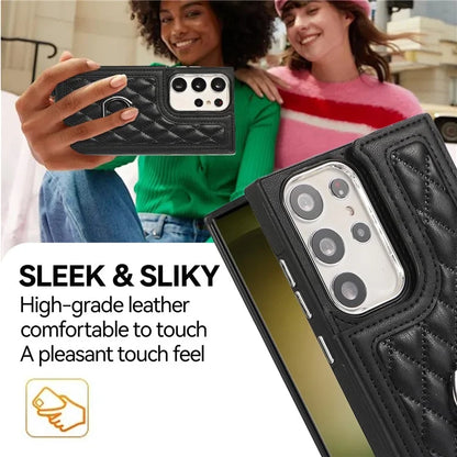 For Samsung Galaxy S24 Ultra Cell Phone Back Cover Pattern Printing Leather Stand