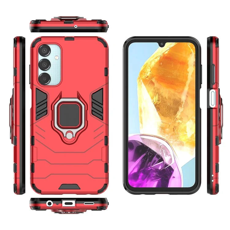 For Samsung Galaxy M15 5G Case with Ring Kickstand PC+TPU Shockproof Protective Phone Cover