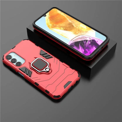 For Samsung Galaxy M15 5G Case with Ring Kickstand PC+TPU Shockproof Protective Phone Cover