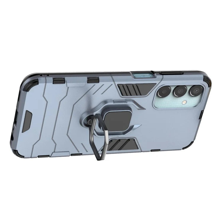 For Samsung Galaxy M15 5G Case with Ring Kickstand PC+TPU Shockproof Protective Phone Cover