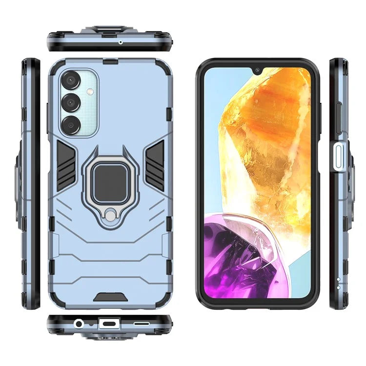 For Samsung Galaxy M15 5G Case with Ring Kickstand PC+TPU Shockproof Protective Phone Cover