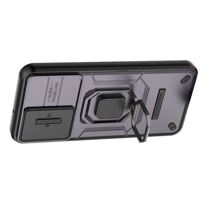 For Samsung Galaxy M15 5G Case with Slide Camera Cover Ring Kickstand PC+TPU Phone Protector