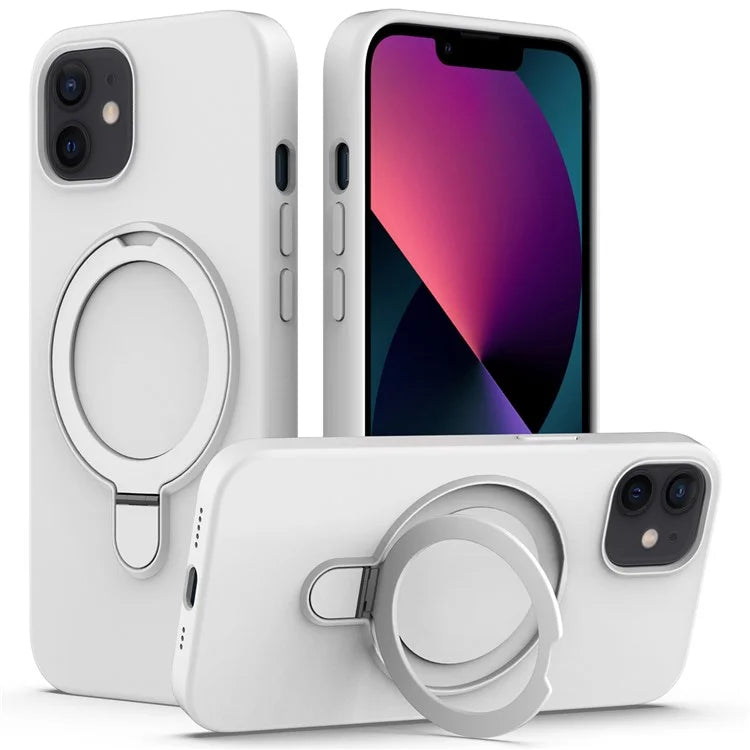 For iPhone 11 Magnetic Case with Ring Kickstand PC + Silicone Drop-Proof Phone Cover