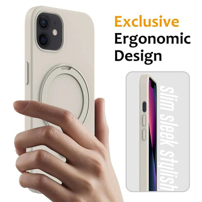 For iPhone 11 Magnetic Case with Ring Kickstand PC + Silicone Drop-Proof Phone Cover