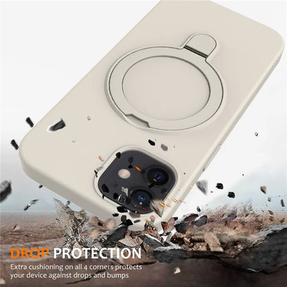 For iPhone 11 Magnetic Case with Ring Kickstand PC + Silicone Drop-Proof Phone Cover
