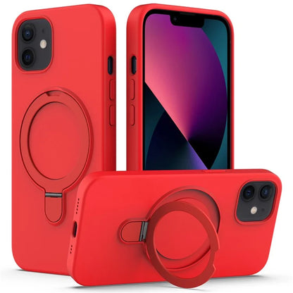 For iPhone 11 Magnetic Case with Ring Kickstand PC + Silicone Drop-Proof Phone Cover