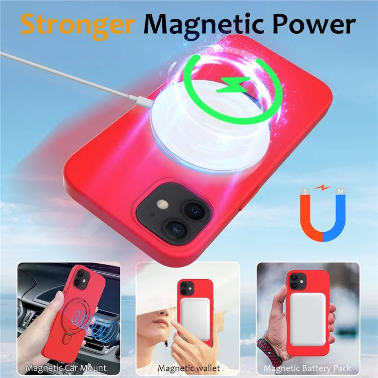 For iPhone 11 Magnetic Case with Ring Kickstand PC + Silicone Drop-Proof Phone Cover