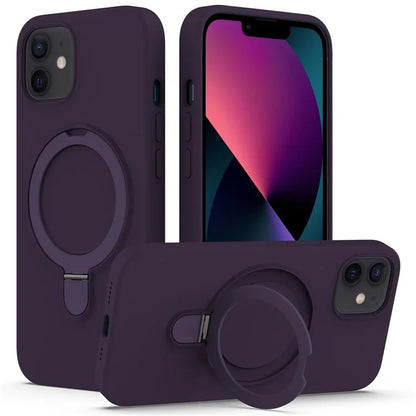 For iPhone 11 Magnetic Case with Ring Kickstand PC + Silicone Drop-Proof Phone Cover