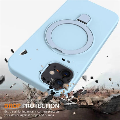 For iPhone 11 Magnetic Case with Ring Kickstand PC + Silicone Drop-Proof Phone Cover