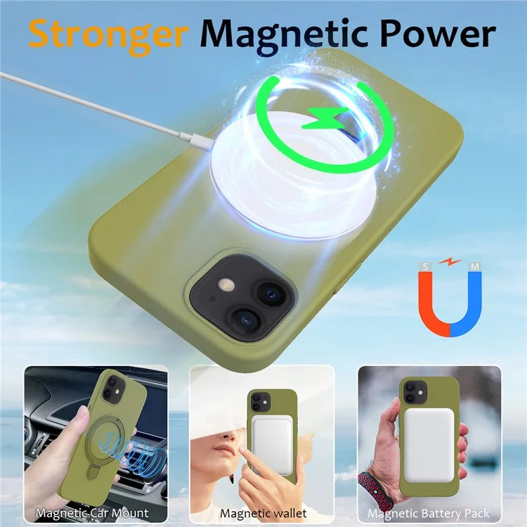 For iPhone 11 Magnetic Case with Ring Kickstand PC + Silicone Drop-Proof Phone Cover