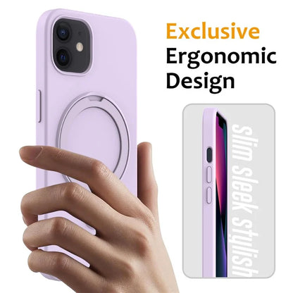 For iPhone 11 Magnetic Case with Ring Kickstand PC + Silicone Drop-Proof Phone Cover