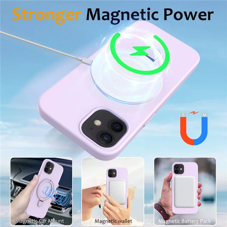For iPhone 11 Magnetic Case with Ring Kickstand PC + Silicone Drop-Proof Phone Cover