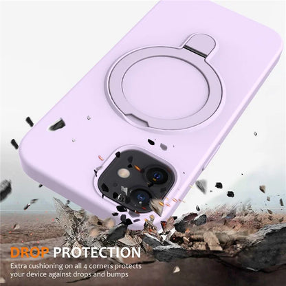 For iPhone 11 Magnetic Case with Ring Kickstand PC + Silicone Drop-Proof Phone Cover