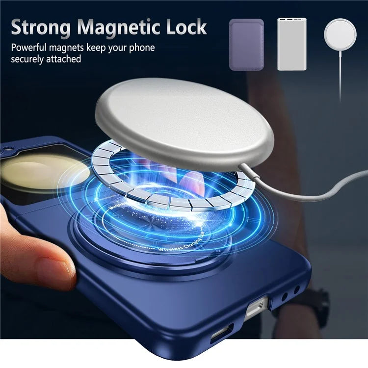 For Samsung Galaxy Z Flip5 5G Magnetic Case Invisible Kickstand PC+TPU Phone Cover