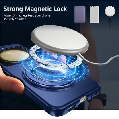 For Samsung Galaxy Z Flip5 5G Magnetic Case Invisible Kickstand PC+TPU Phone Cover