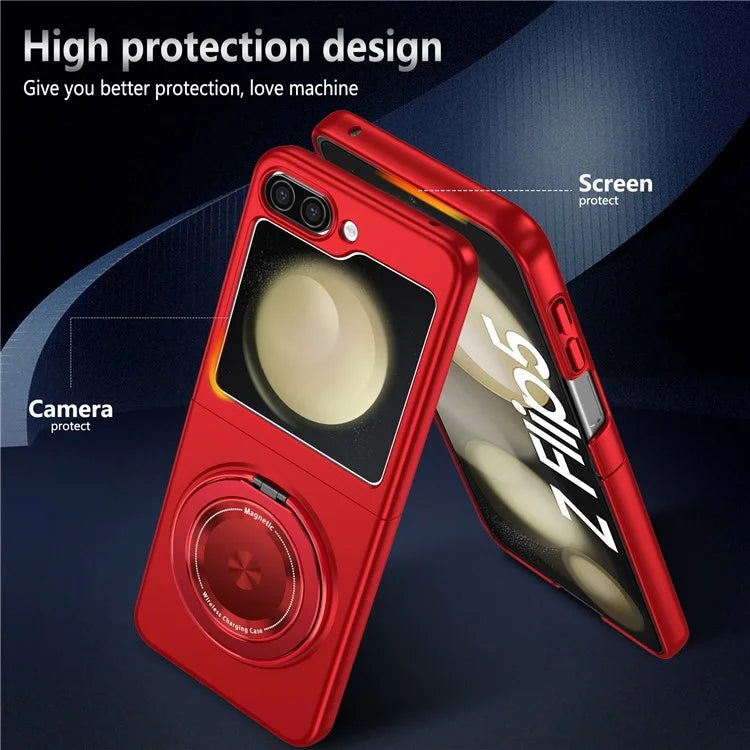 For Samsung Galaxy Z Flip5 5G Magnetic Case Invisible Kickstand PC+TPU Phone Cover