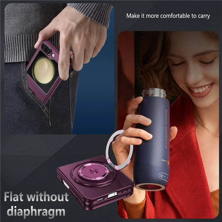 For Samsung Galaxy Z Flip5 5G Magnetic Case Invisible Kickstand PC+TPU Phone Cover