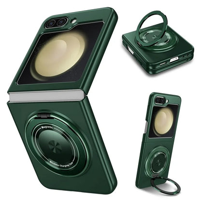 For Samsung Galaxy Z Flip5 5G Magnetic Case Invisible Kickstand PC+TPU Phone Coverish Green