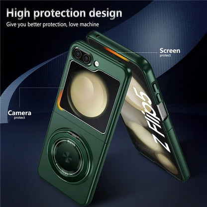 For Samsung Galaxy Z Flip5 5G Magnetic Case Invisible Kickstand PC+TPU Phone Coverish Green