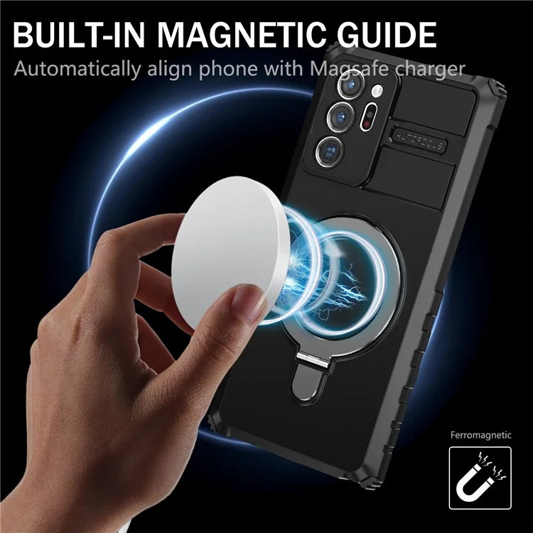 For Samsung Galaxy Note20 Ultra / Note20 Ultra 5G Case PC+TPU Kickstand Magnetic Phone Cover