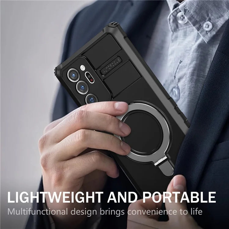 For Samsung Galaxy Note20 Ultra / Note20 Ultra 5G Case PC+TPU Kickstand Magnetic Phone Cover