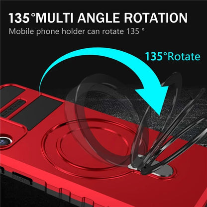 For Samsung Galaxy S21 FE 5G Magnetic PC+TPU Phone Case Finger Grip Kickstand Cover