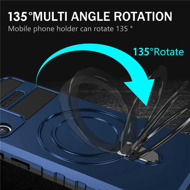 For Samsung Galaxy S21 FE 5G Magnetic PC+TPU Phone Case Finger Grip Kickstand Cover