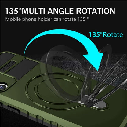 For Samsung Galaxy S21 FE 5G Magnetic PC+TPU Phone Case Finger Grip Kickstand Cover