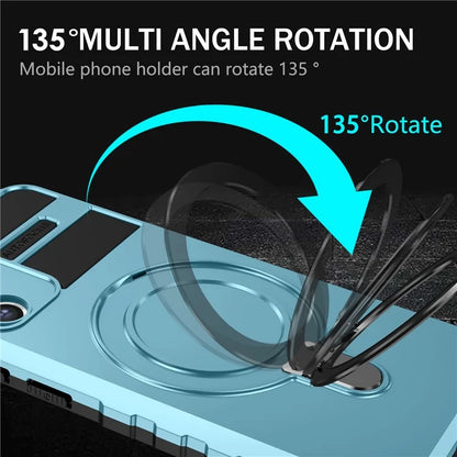 For Samsung Galaxy S21 FE 5G Magnetic PC+TPU Phone Case Finger Grip Kickstand Cover