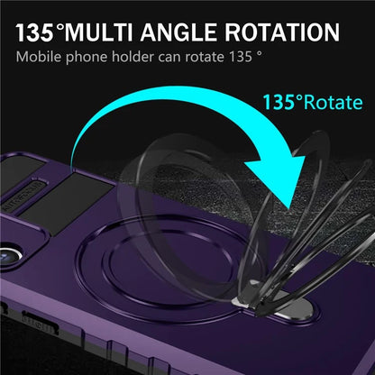 For Samsung Galaxy S21 FE 5G Magnetic PC+TPU Phone Case Finger Grip Kickstand Cover