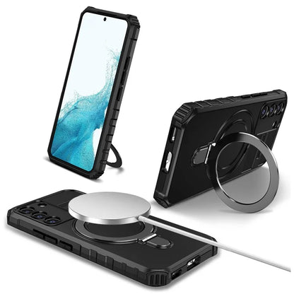 For Samsung Galaxy S22+ 5G Kickstand Cover PC+TPU Phone Case Compatible with MagSafe