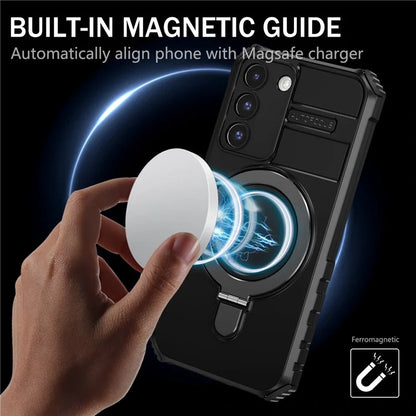 For Samsung Galaxy S22+ 5G Kickstand Cover PC+TPU Phone Case Compatible with MagSafe