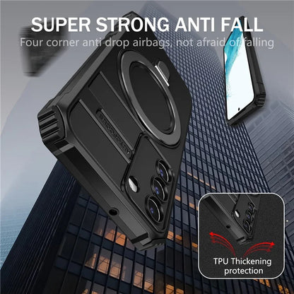 For Samsung Galaxy S22+ 5G Kickstand Cover PC+TPU Phone Case Compatible with MagSafe