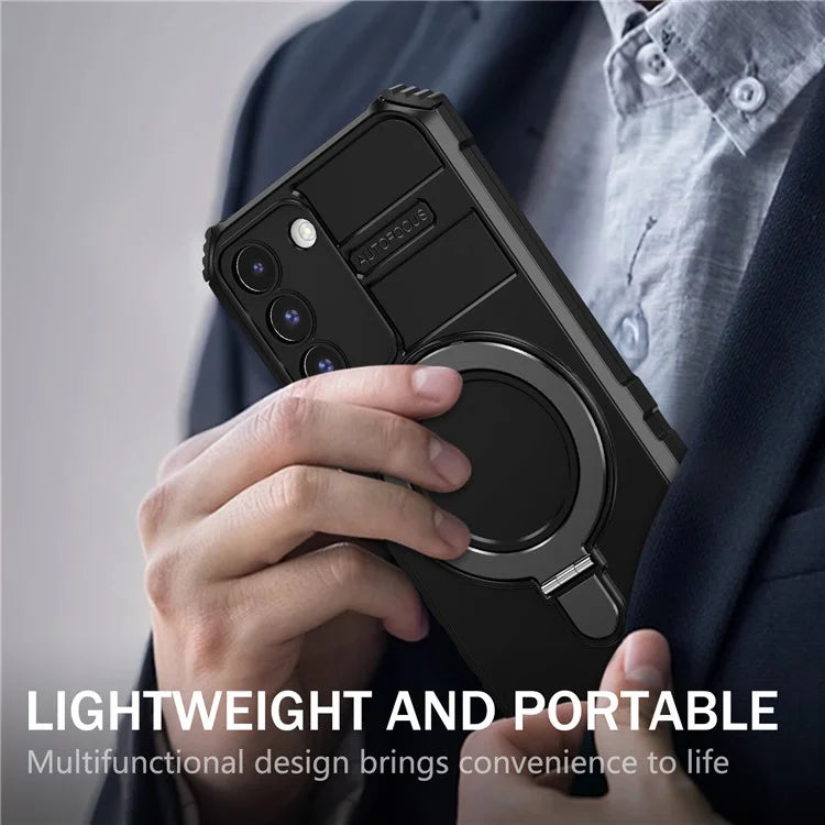 For Samsung Galaxy S22+ 5G Kickstand Cover PC+TPU Phone Case Compatible with MagSafe