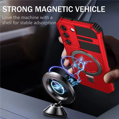 For Samsung Galaxy S22+ 5G Kickstand Cover PC+TPU Phone Case Compatible with MagSafe