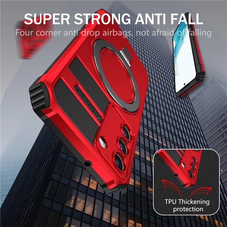 For Samsung Galaxy S22+ 5G Kickstand Cover PC+TPU Phone Case Compatible with MagSafe