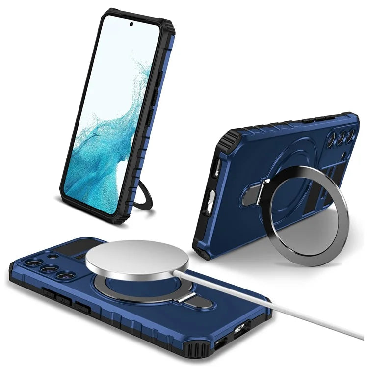 For Samsung Galaxy S22+ 5G Kickstand Cover PC+TPU Phone Case Compatible with MagSafe