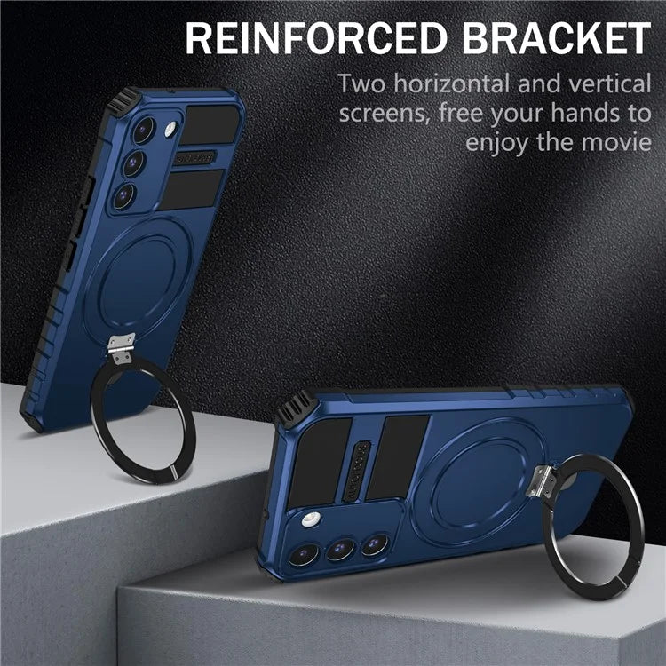 For Samsung Galaxy S22+ 5G Kickstand Cover PC+TPU Phone Case Compatible with MagSafe