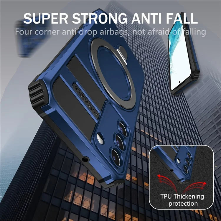 For Samsung Galaxy S22+ 5G Kickstand Cover PC+TPU Phone Case Compatible with MagSafe