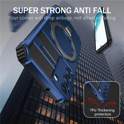 For Samsung Galaxy S22+ 5G Kickstand Cover PC+TPU Phone Case Compatible with MagSafe
