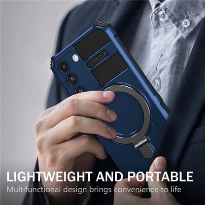 For Samsung Galaxy S22+ 5G Kickstand Cover PC+TPU Phone Case Compatible with MagSafe