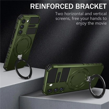 For Samsung Galaxy S22+ 5G Kickstand Cover PC+TPU Phone Case Compatible with MagSafe